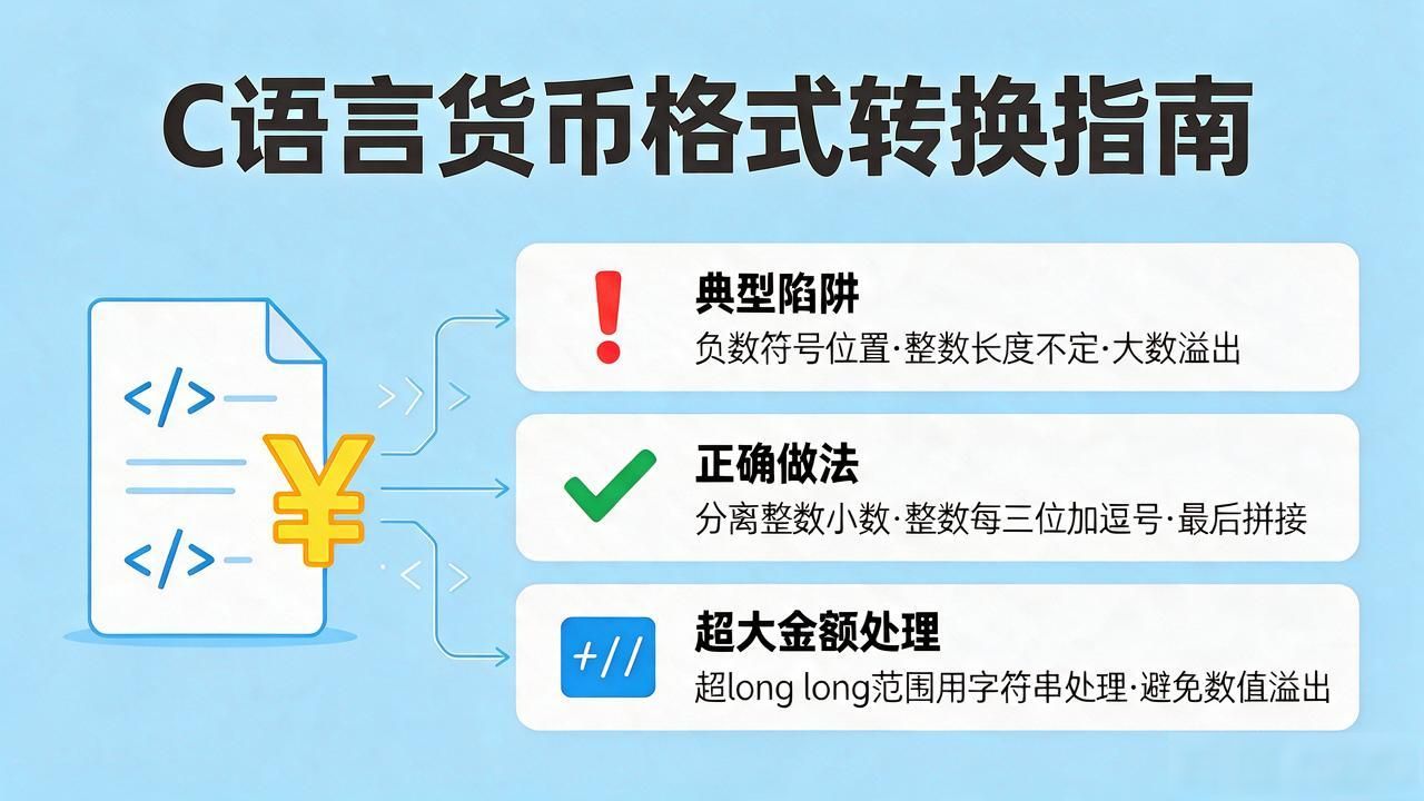 C语言数字转货币格式：从输入到输出的完整实现指南