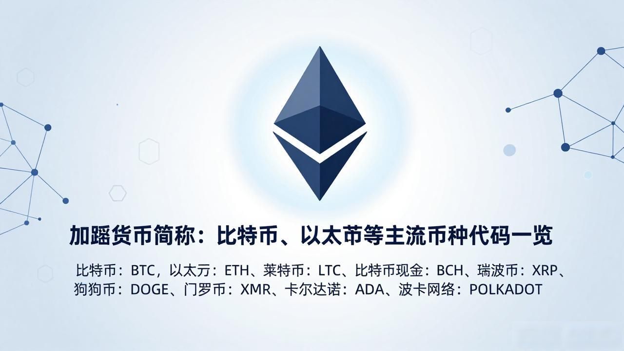 加密货币简称大全：比特币、以太坊等主流币种代码一览