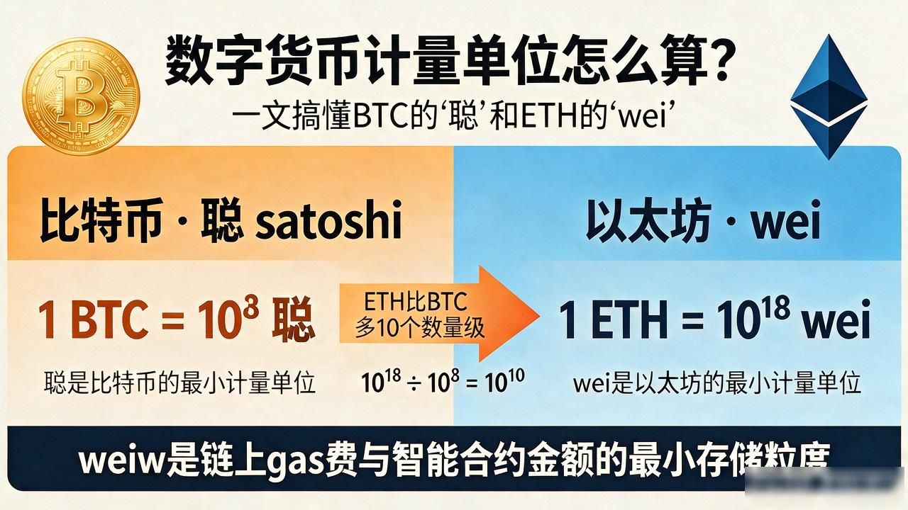 数字货币计量单位怎么算？一文搞懂BTC的"聪"和ETH的"wei"