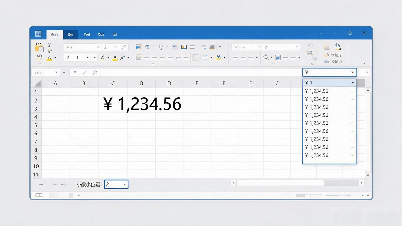 Excel数字变货币格式，加￥符号设小数位，两下搞定
