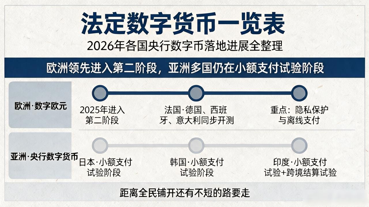 法定数字货币一览表，2026年各国央行数字币落地进展全整理
