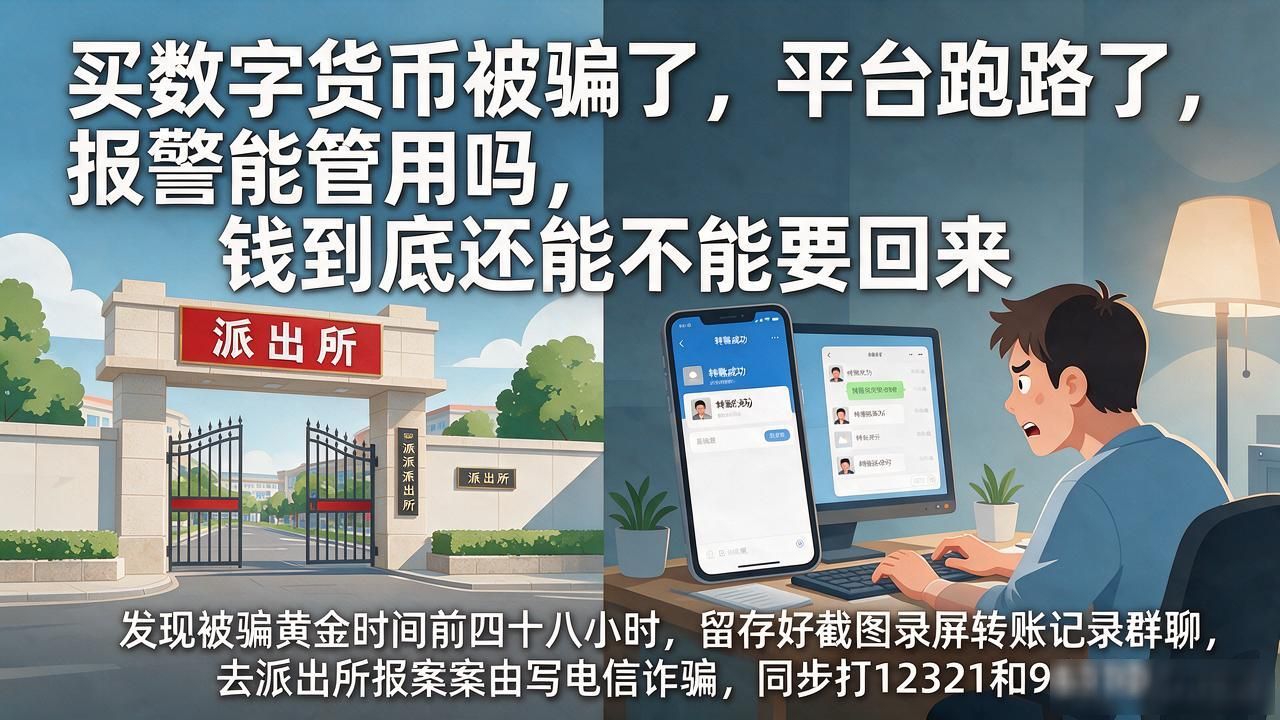 买数字货币被骗了，平台跑路了，报警能管用吗，钱到底还能不能要回来