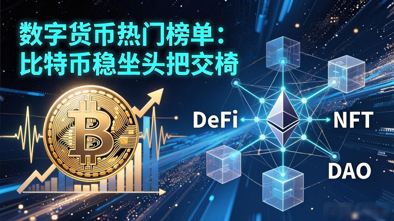 数字货币热门榜单：比特币稳坐头把交椅