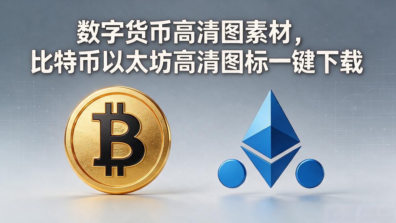 数字货币高清图素材，比特币以太坊高清图标一键下载
