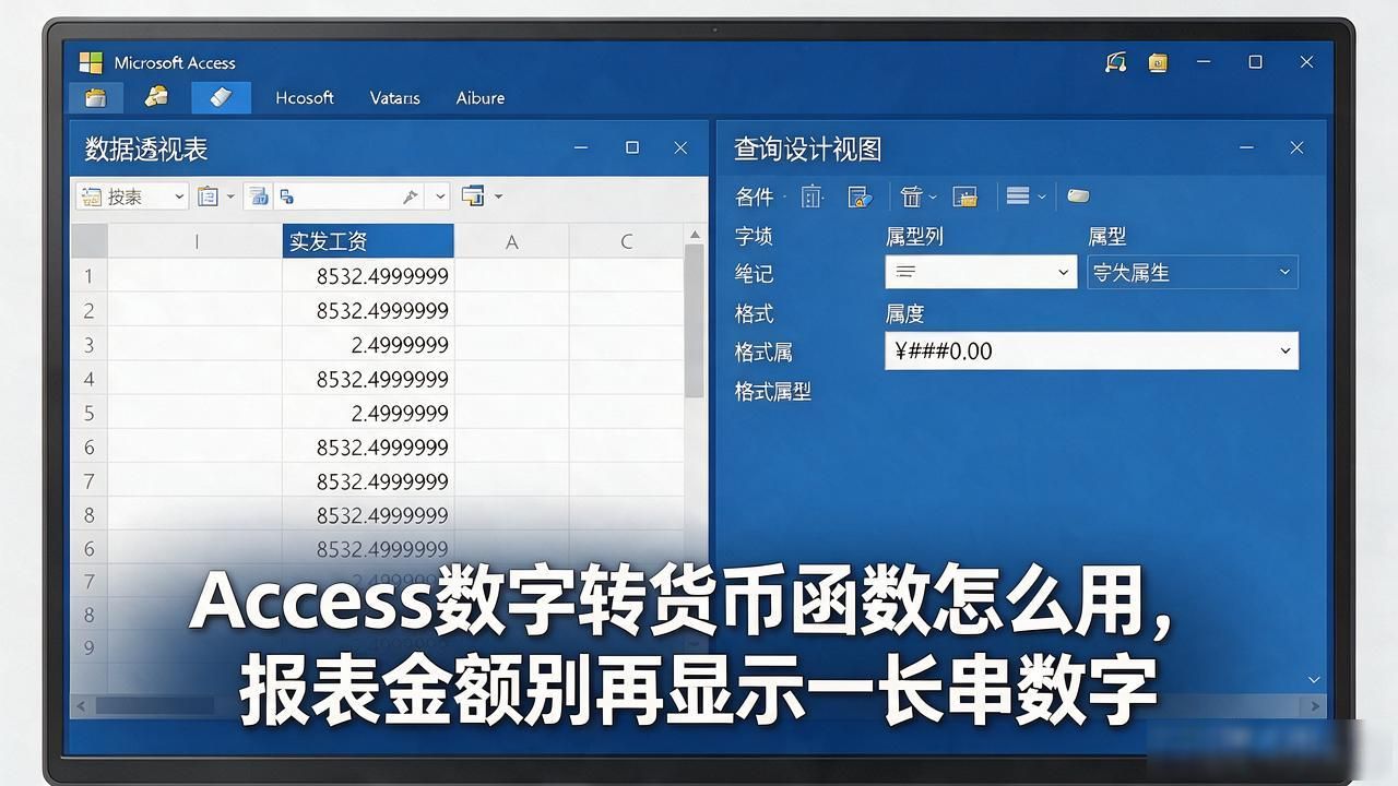 Access数字转货币函数怎么用，报表金额别再显示一长串数字